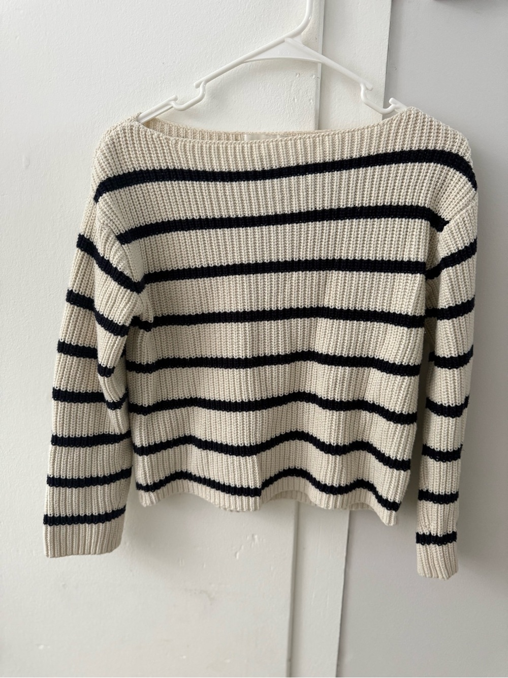 H&M Cream and Black Striped Boatneck Sweater